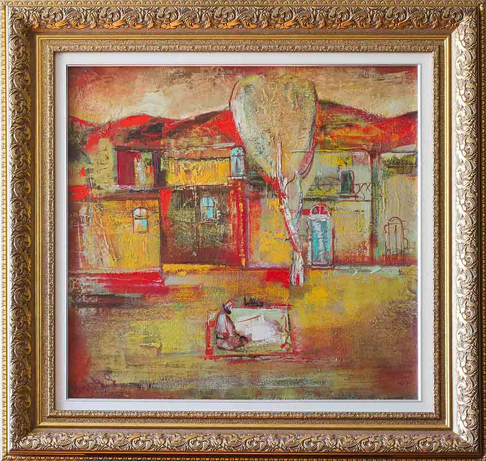 крыши 1994 хм 60х60 2 - Red roofs, 60х60, oil on canvas, 1994