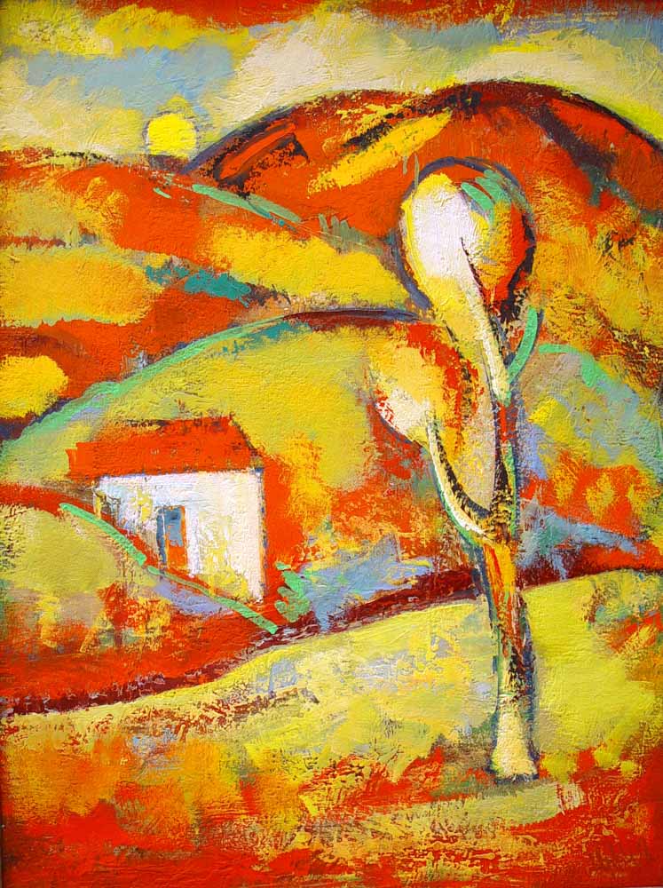 пейзаж хм 80х60 91 1 - Red landscape, 80х60, oil on canvas, 1991