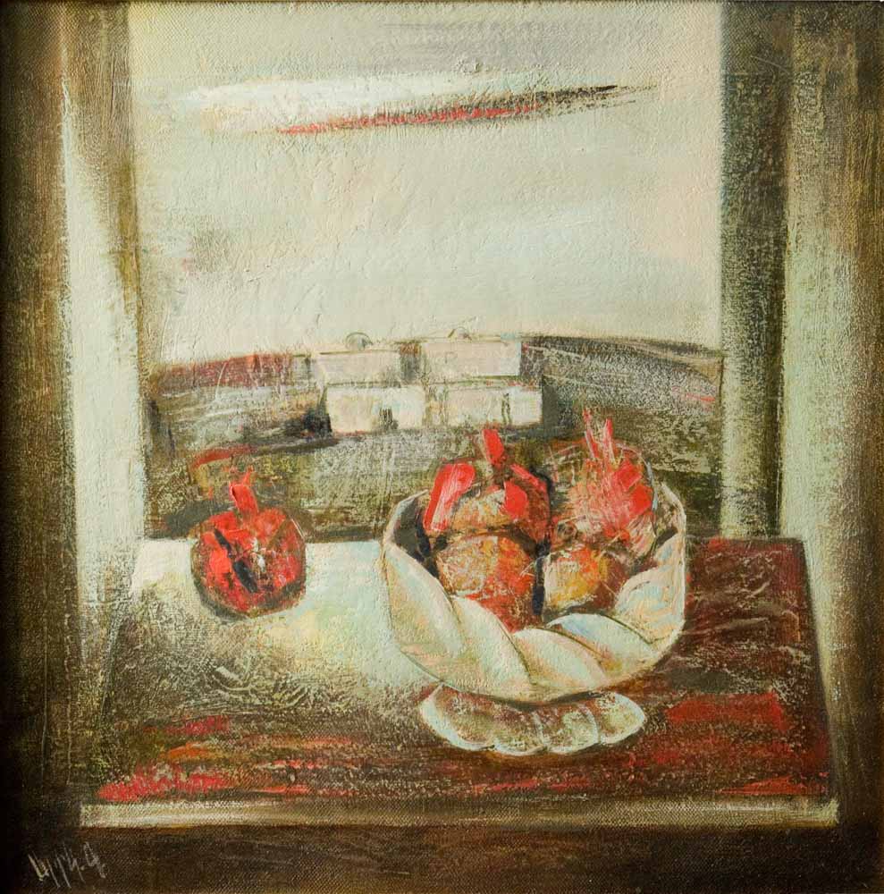 с гранатами 2005 70х70 хм 1 - Still-life with pomegranates, 70х70, oil on canvas, 2005