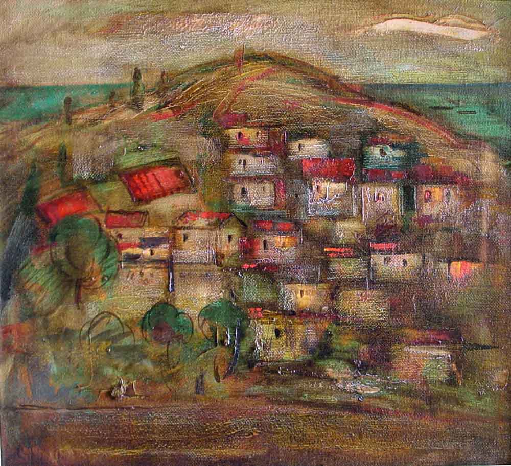 Хорватия хм 58х65 95 2 - Croatia landscape, 58х65, oil on canvas, 1995
