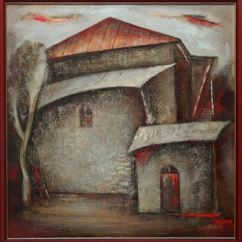 с красной крышей 2009 2011 хм 1 1 350x350 - House with the red roof, 100х100, oil on canvas, 2009-2011